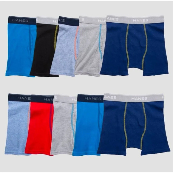 NEW Medium Hanes Boys' 10pk Boxer Briefs - Picture 1 of 3